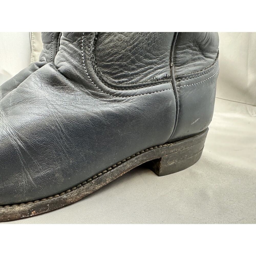 Vintage Justin L 3057 Women's Navy Leather Roper Cowboy Boots Size 6B - Picture 6 of 9